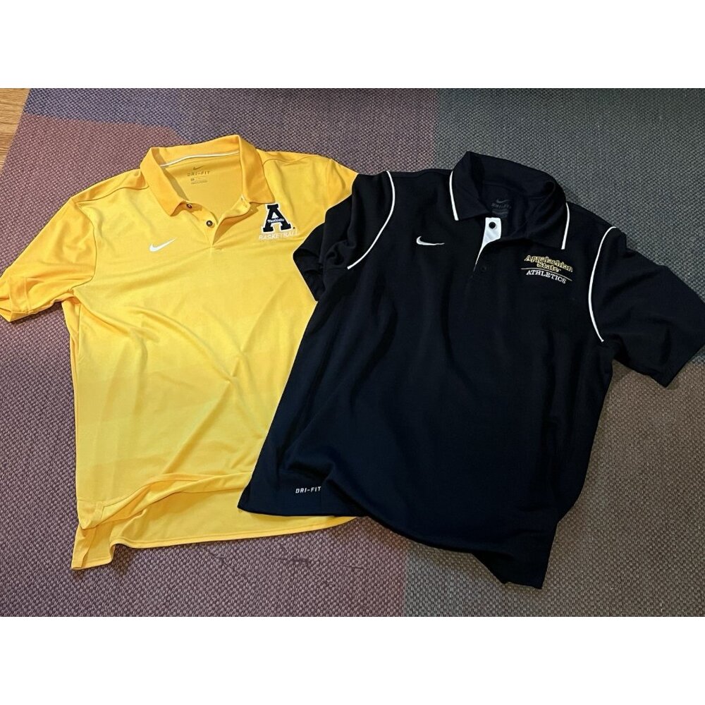 Bundle Of Two (2) Appalachian State Team Issued Black Nike Dri-Fit Polos Men's L